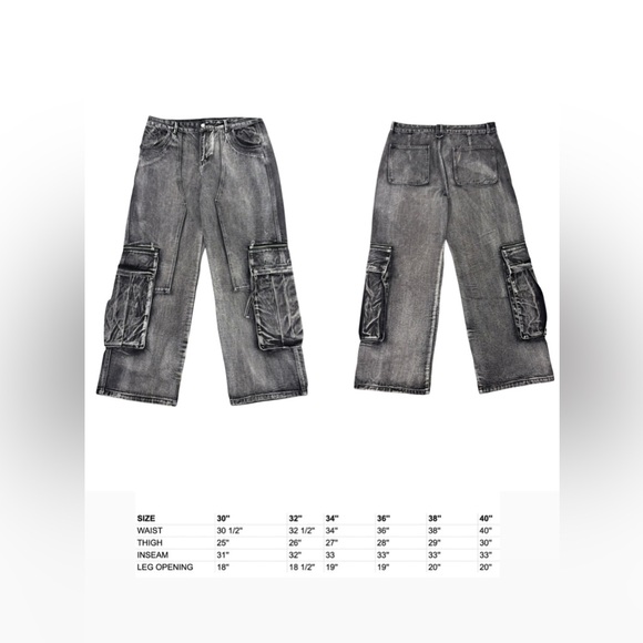 NWOT Vale Forever Mns Faded Gray Triple Pocket Wide Leg Jeans Oversize Cargo - Picture 5 of 5